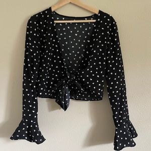 Nasty Gal Cropped Blouse with Hearts